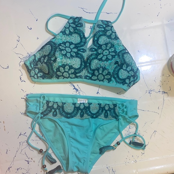 Time and Tru Other - Time and Tru Kids Floral Bikini - Teal